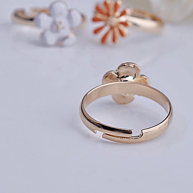 3 PCS Эмаль Цветочные украшения регулируемая Set кольцо сплава