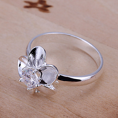 Красивый дизайн Серебряный цветок кольцо с Rhinestone
