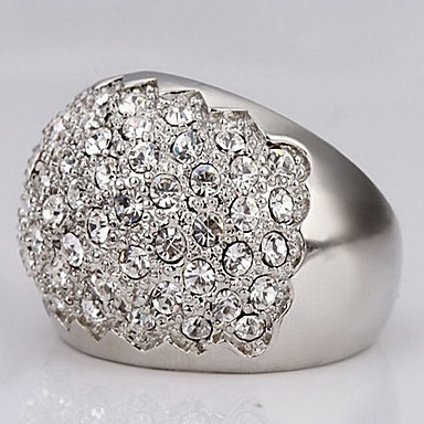 (1 шт) Мода Женщины серебряного сплава Rhinestone кольца (серебро)