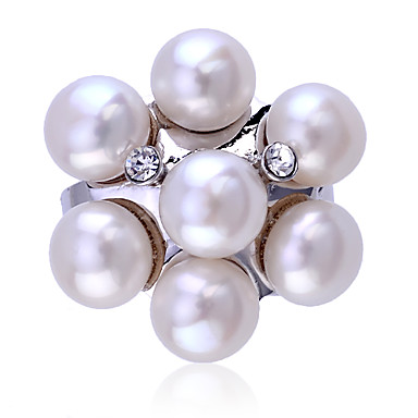 Цветочные Алмазная Инкрустированный Pearl Ring