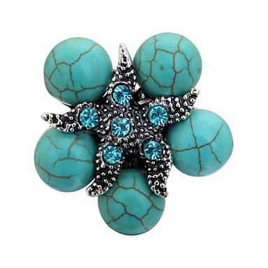 Бирюзовый Регулируемые кольца Rhinestone Цветочный