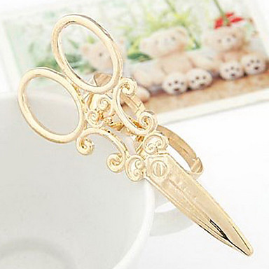 Европейской и американской моде ювелирных изделий ретро панк Преувеличенные Ножницы Личность Двухместный разрезным кольцом