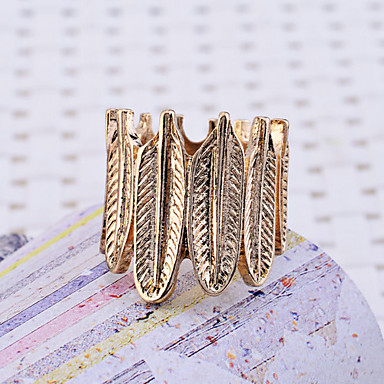 Lureme Vintage Gold Проба пера листьев кольцо