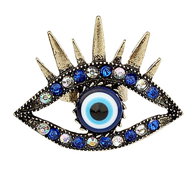 Регулируемые женский день подарков Синий Rhinestone глаз Заявление Кольца (бронза) (1 шт)
