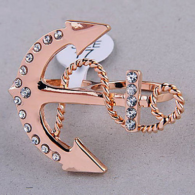 Мода Rhinestone сплава Anchor Форма двойного кольца (случайный цвет)