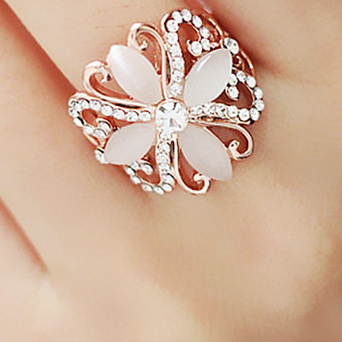 Европейских Кот опал Женская Ясно горный хрусталь с золотой сплав Заявление колец (1 шт)