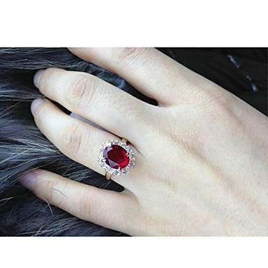 Классические Дамская Четыре Когти Красный Имитация Diand Ring