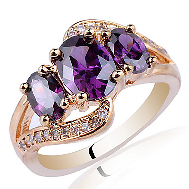 Позолоченные стерлингового серебра 925 Lady кольцо 4x6mm И 6X8mm 3-Stone Циркон