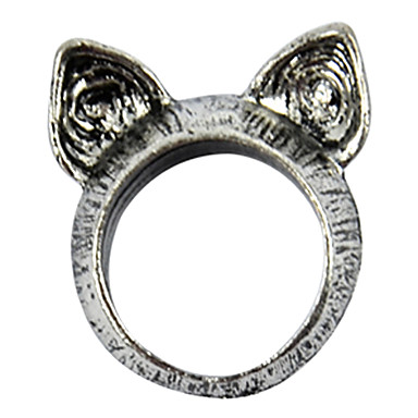 Новый милый 1 Серебряный Vintage Ретро животных кошка уголок кольца перста кольца S0Bz