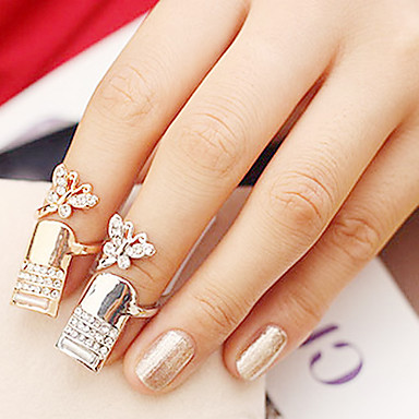 Бабочка Rhinestone ногтей Кольцо (случайный цвет)