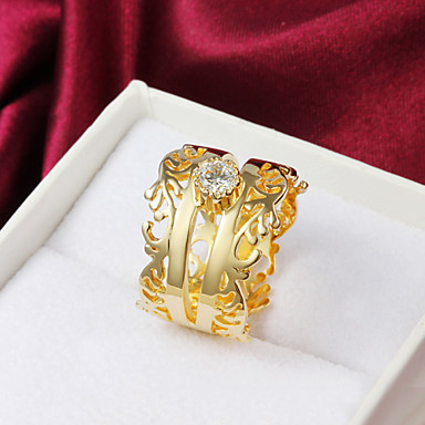 подарок для подруги европейский ясно горный хрусталь королевской заявление колец (золото) (1 шт)