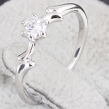 (1 шт) Классический женский Прозрачный Циркон Кольца (5 #, # 6, # 7, # 8 ½)