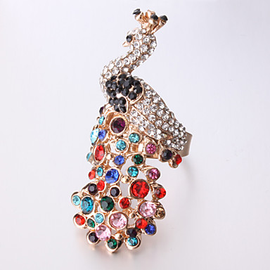 Преувеличение павлина Rhinestone кольца