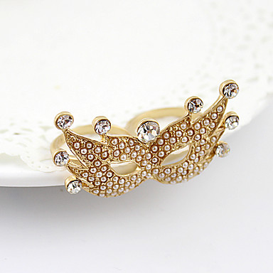 Золотое покрытие Маска Rhinestone Двухместный палец кольцо