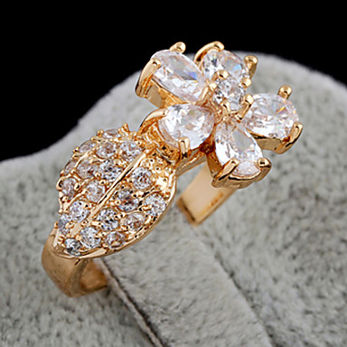 Позолоченная бронзовая циркона в форме цветка кольцо J1132