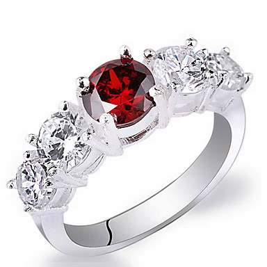 Женщины реальные 925 Sterilng Серебряное кольцо с круглой огранки 5-Stone циркон