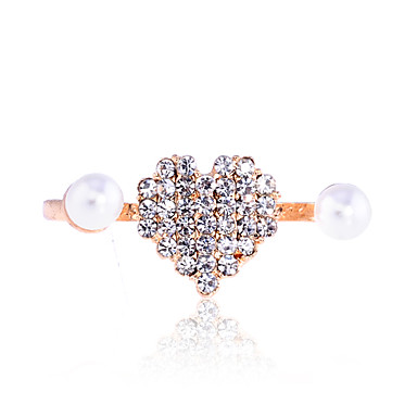 С бриллиантами Heart-Shaped Двухместный Finger Pearl Ring