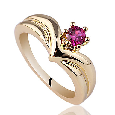 Корона Shape золотой отделкой Серебряное кольцо для женщин с Solitaire круглого циркон