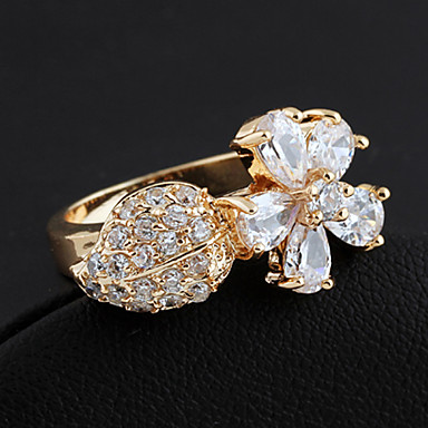 Позолоченная бронзовая циркона в форме цветка кольцо J1132