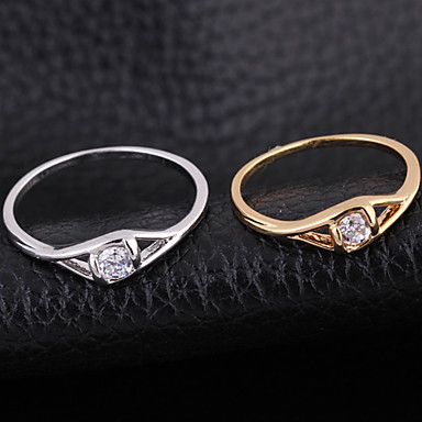 (1 шт) Классический женский Прозрачный Циркон Кольца (5 #, # 6, # 7, # 8 ½)