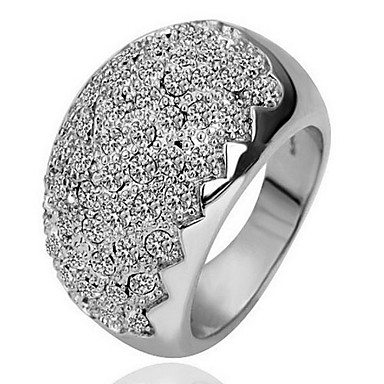 (1 шт) Мода Женщины серебряного сплава Rhinestone кольца (серебро)