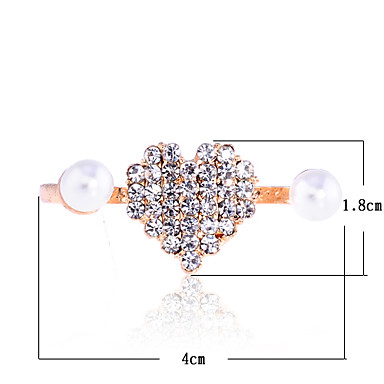 С бриллиантами Heart-Shaped Двухместный Finger Pearl Ring