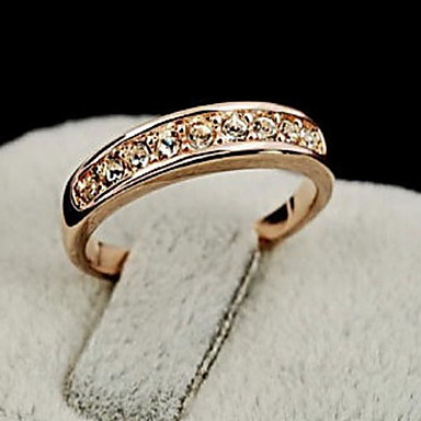(1 шт) Классический женский золотой сплав Rhinestone кольца (Золотой)