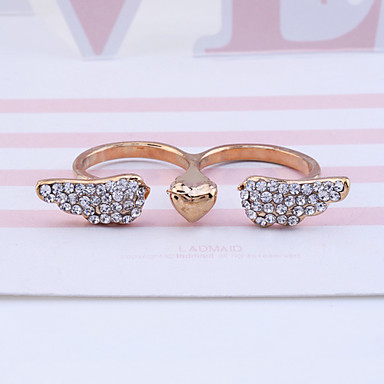 Lureme Полный Кристаллы Сердце Wings Открыть кольцо (разных цветов)