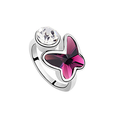 Кристалл Бабочка Ringent Rhinestone шипованных Платиновый покрытием кольца