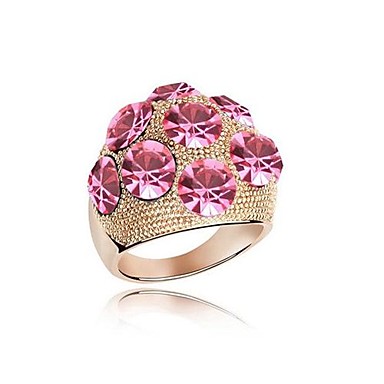 (1 шт) Элегантные женские Golden Rose Кристалл Кольца