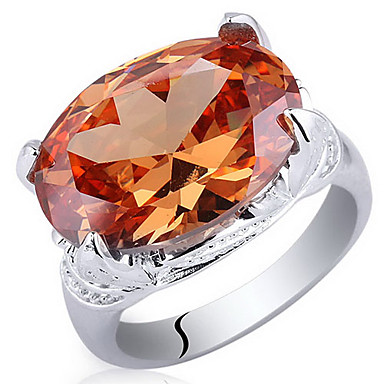 Леди Мода 0,925 Серебряное кольцо With12Mm х 16 мм Большой овальный Цирконий