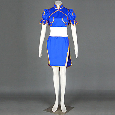 косплей костюм вдохновлен Street Fighter Chun-Li синие Cheongsam