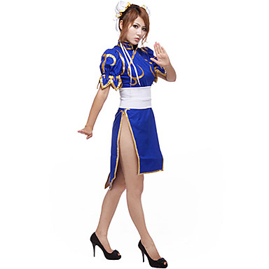 косплей костюм вдохновлен Street Fighter Chun-Li синие Cheongsam