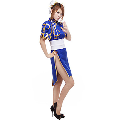 косплей костюм вдохновлен Street Fighter Chun-Li синие Cheongsam