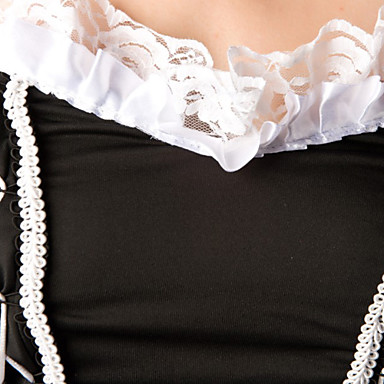 Girl кружевной отделкой черного Spndex платье французский костюм горничной (3 шт)