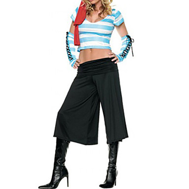 Привлекательный Пиратская голубые короткие топ и черные штаны Женские Хеллоуин костюм