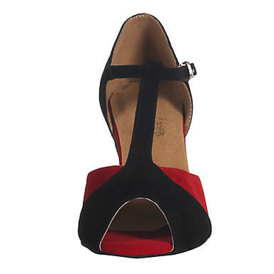 Женская замши цвет блока Т ремень Vintage Style Бальные танцевальная Сандалии