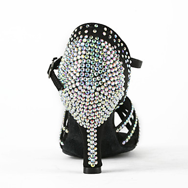 Женская Rhinestone / Атласные Верхняя T-Strap латинского / Бальные танцы обувь