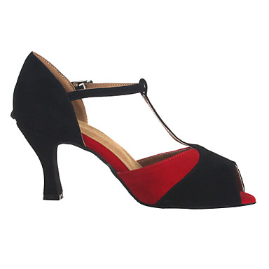 Женская замши цвет блока Т ремень Vintage Style Бальные танцевальная Сандалии