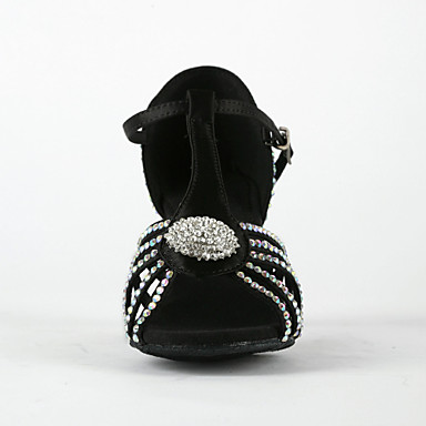 Женская Rhinestone / Атласные Верхняя T-Strap латинского / Бальные танцы обувь