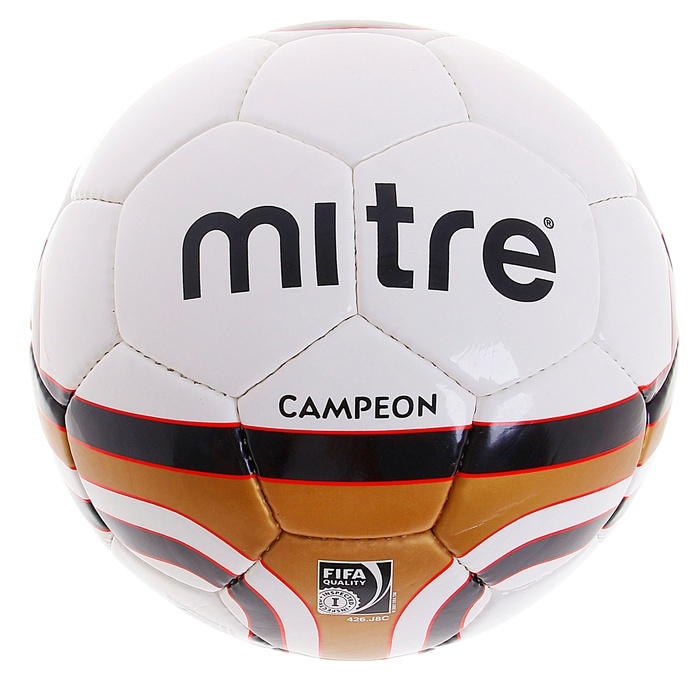 Мяч футбольный MITRE Campeon р.5, ПУ, FIFA Insp, бело-золото-черный