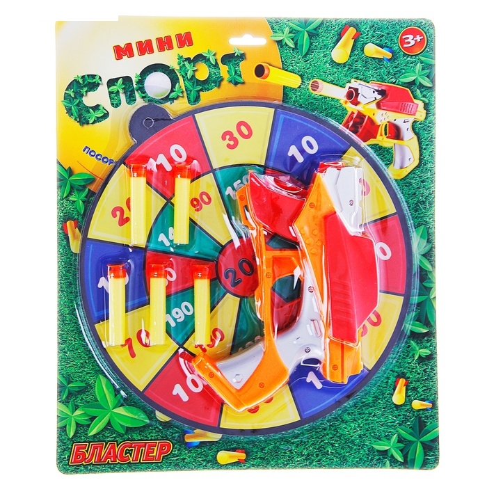 Игра Мини спорт: мишень (дартс), бластер, 5 пулек