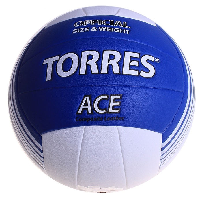 Мяч волейбольный TORRES Ace размер 5, бело-синий