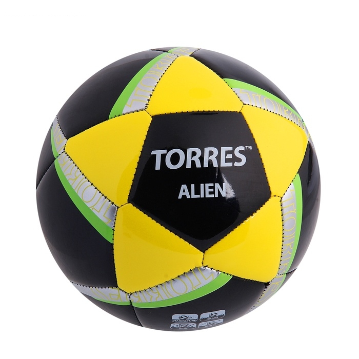 Мяч футб. TORRES Alien BLACKарт.F30305B,р.5,32 пан.T,1 подкл.слой,маш.сш,чер-жел-зел