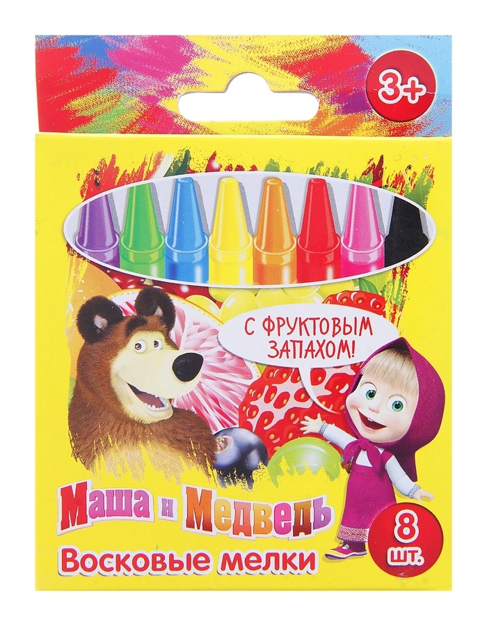 Мелки с фруктовым запахом Маша и Медведь, 8 цветов
