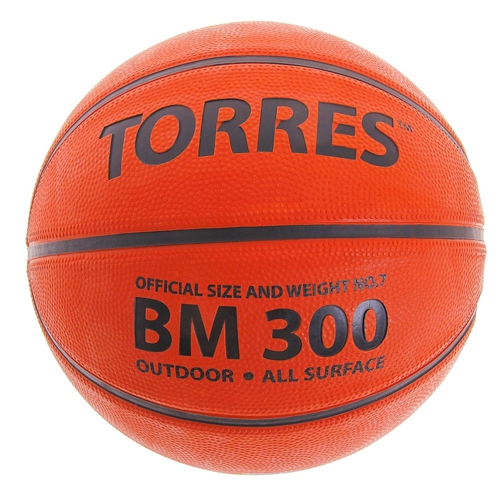 Мяч баскетбольный TORRES BM300 р.7, резина, темно-оранжево-черный