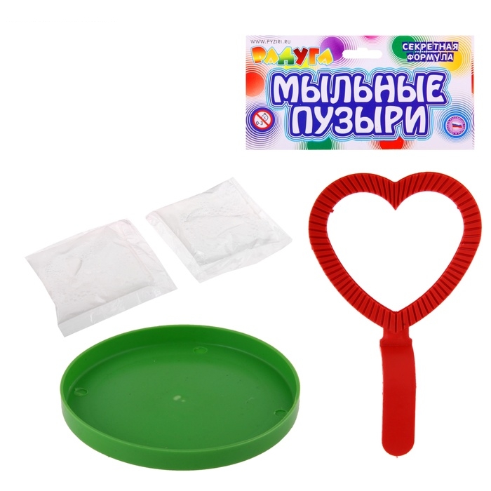 Большие мыльные пузыри Сердечко в зеркальном пакете 50 мл, цвета МИКС