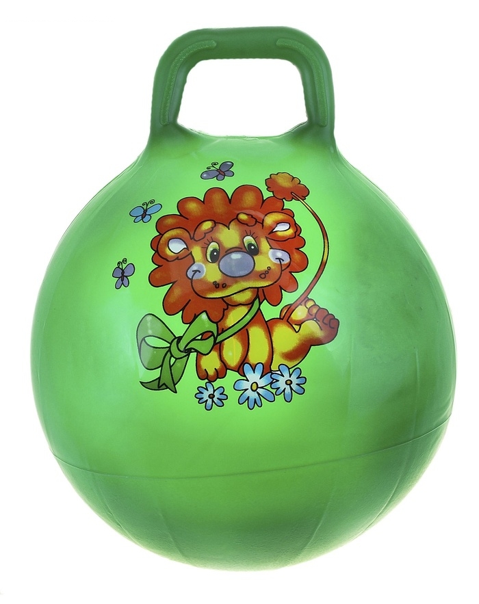 Мяч попрыгун с ручкой рисунок микс d=55см, 420см, цвета МИКС