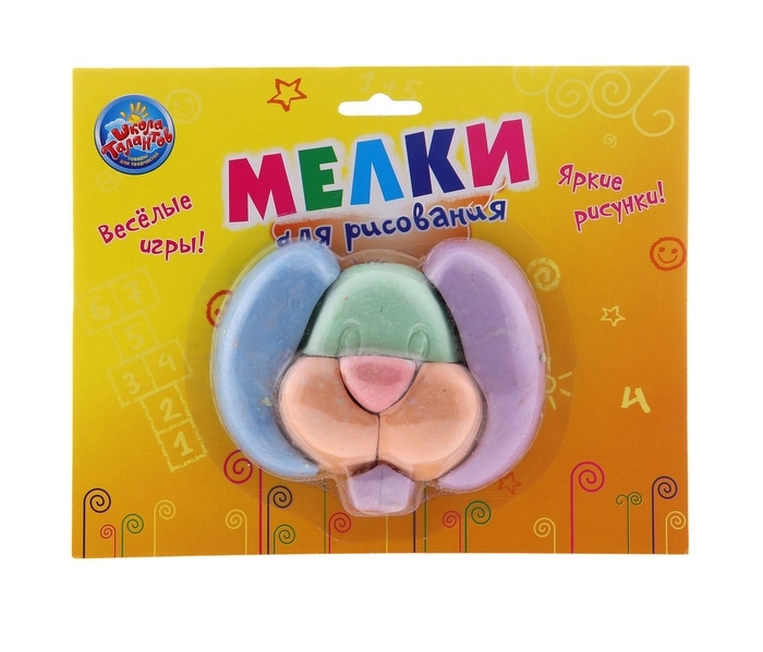 Мелки для рисования Собака, набор 7 шт, 5 цветов