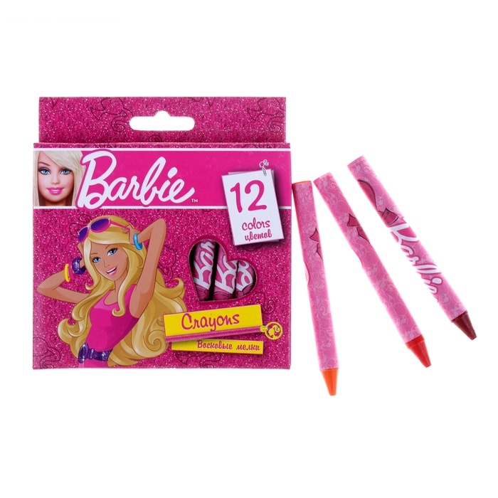 Мелки восковые 12 цв Barbie BRDLR-12S-2012B